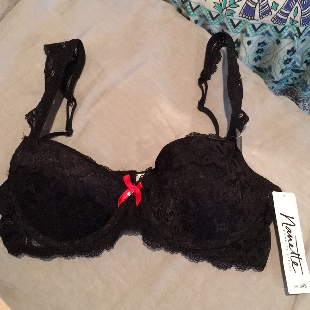 Nanette Lepore black lace bra 34B NWT